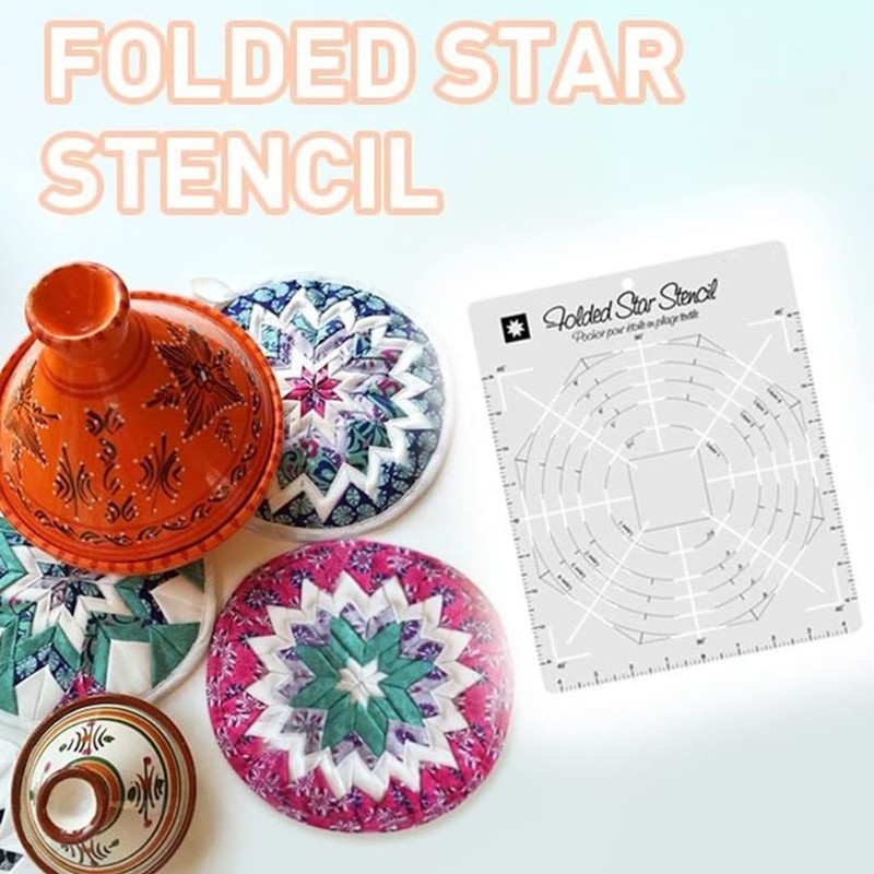 Folded Star Hot Pad Interfacing Templates Sewing Stencil Guide Ruler
