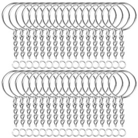 Paxcoo 50Pcs Keychains with Chain and 50 Pcs Jump Rings, Keychain Rings Kit Findings Bulk for Keychain Making Supplie DIY Crafts