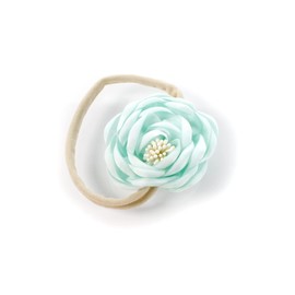 My Lello Baby Girl Ranunculus Flower Stretchy Nylon Elastic Headbands Set 2pcs - Small - Blush Pink/Mineral Ice