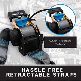 Tie Down 2 in. x 10 ft Grey Heavy Duty Retractable Ratchet Strap, 2-Pack Kit - 3000 lbs. Breaking Load Limit