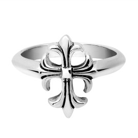 AeraVida Vintage Beautifully Elegant Lily Flower .925 Sterling Silver Cross Ring (9)