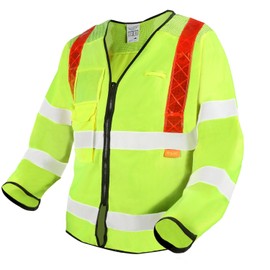 Orange Brace Long Sleeve Vest Hi Vis Viz Reflective Safety Vest Waistcoat, Conforms to EN20471 Class 3, High Visibility, By Brook Hi Vis, XXLarge