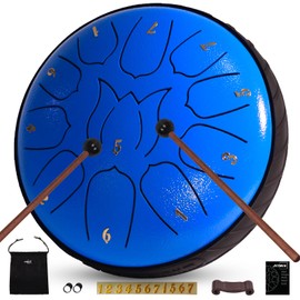 JYTMUS Steel Tongue Drum 11 Notes 6 Inches Steel Drum with Drum Bag, Music Book, Drum Mallets, Mallet Holder, Finger Picks and Stickers Tongue Drum for Yoga, Meditation, Prenatal Music Education