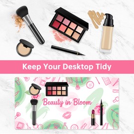 Aphlos Dual-Sided Waterproof Synthetic Leather Makeup Mat for Desk, Makeup Station, Crafts, Multi-Use Scratch & Stain Resistant Surface Protector Pad for Vanity, Desktop, Craft Table (White Cartoon)