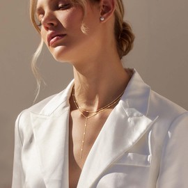 Robaice Lariat Necklace For Women, Long Chain Necklace For Women, Drop Necklace For Women, Layered Necklace, Dainty Gold Necklace For Women, Non Tarnish Gold Necklace For Women Gift, Set A