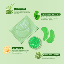 Yeokoe Parches Para Ojeras E Hinchazón 20 Pares De Mascarillas Faciales Con Vitamina E Y Gel De Aloe Vera Para Rejuvenecer Verde