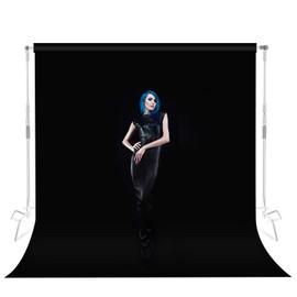 Selens Black Screen 200x200cm Photography Backdrop Background Velvet Wrinkle Resistance Fabric Photo Studio for Portrait Product Props Pet Video Webcast Stand Frame Washable 6.6x6.6ft