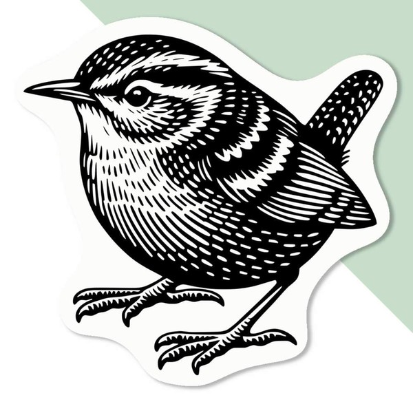 Azeeda 4 x 'Wren Bird' White Premium Vinyl Decal Stickers