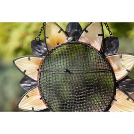 Evergreen Garden Sunflower Metal and Glass Hanging Mesh Bird Feeder - 12.5”W x 3" D x 17" H