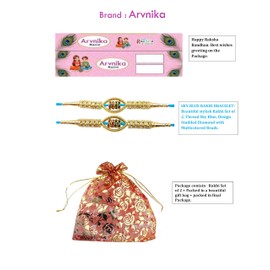 Arvnika Rakhi Traditional for Brother Sister, Multi Color Beautiful & Fancy Designer Thread Raksha Bandhan Rakhi Gift, Beautiful Sky blue Rakhi Set of 2.