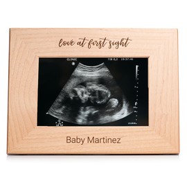 Lifetime Creations Custom Ultrasound Picture Frame for Sonogram - Engraved Solid Hardwood, Baby Pregnancy Announcement, Gifts for Expecting Parents and Grandparents (Holds 4x6 Inch Landscape Photo)