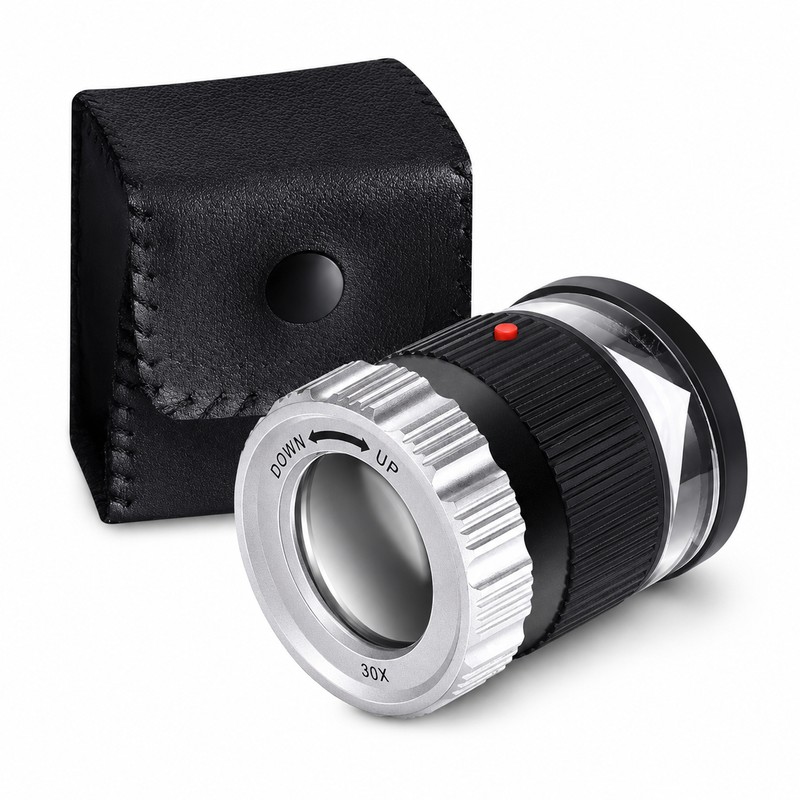 30X Pocket Magnifier for Jewelry & Coins – LED UV