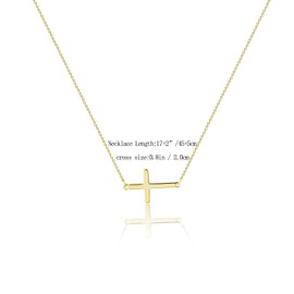 Yimofy Dainty Cross Necklace for Women 18K Gold Plated Horizontal Cross Pendant Necklaces Minimalist Faith Choker Chain Necklace Jewelry Gifts for Women Girls