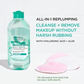 Micellar Water with Hyaluronic Acid, Facial Cleanser & Makeup Remover, Hydrating and Plumping, For Skin Types, 13.5 Fl Oz (400mL) Oil Moisturizer - Scent: Unscented, Size: 13.5 Fl Oz (Pack of 1)