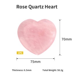 ideayard Large Rose Quartz Heart 75 mm Healing Rose Crystal Lovers Stone Meditation Good Luck Relieve Anxiety Stress Palm Worry Stone for Gift