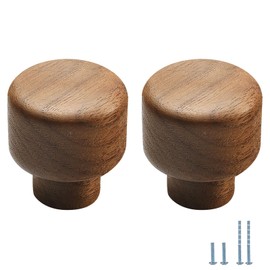 Evionlin 10 pcs Walnut Wood Round Chinese-Style Cute Cabinet Door Handles Cabinet Drawer Pulls Single-Hole Wardrobe Knobs Wooden Door