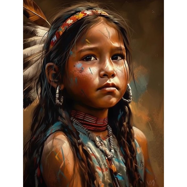Generic Diamond Art Painting Native American Indian Girl Children (2)