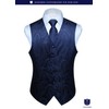 HISDERN Men's Suit Vest, Paisley, Necktie, Pocket Square, 3-Piece Set,