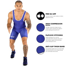 Elite Sports New Item Standard Wrestling Singlet (Blue, 2XL)