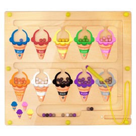 Ice Cream Magnetic Color and Number Maze, Montessori Color Sorting Puzzles Game for Kid, Counting Matching Board Toys, Learning Motor Skill Toy Gift for Boys Girls Toddlers Preschool 3 4 5 Years