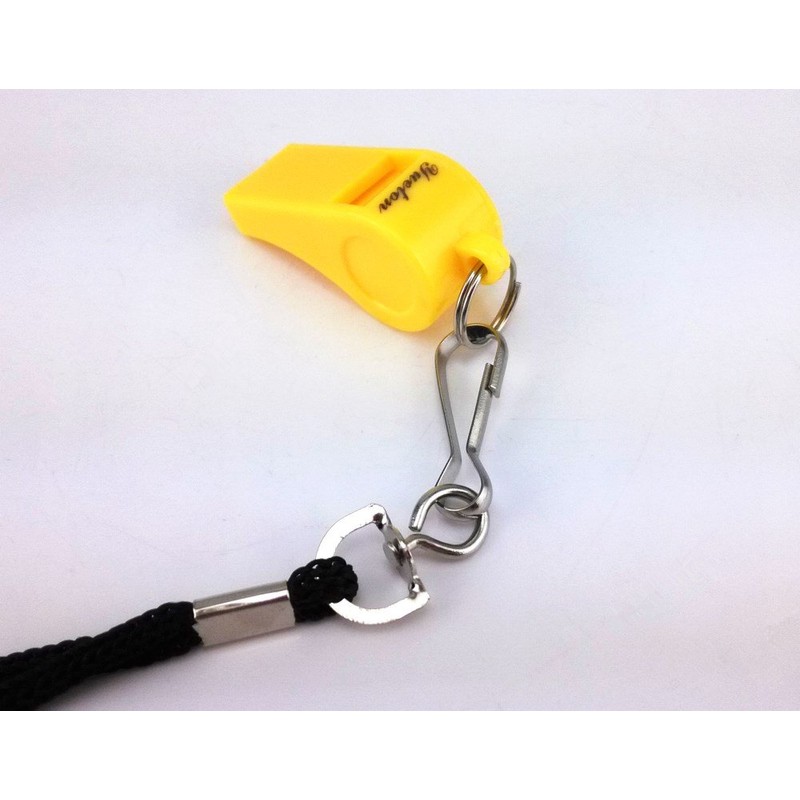 yueton Plastic Coach Whistles with Lanyard, Pack of 6 (Yellow)