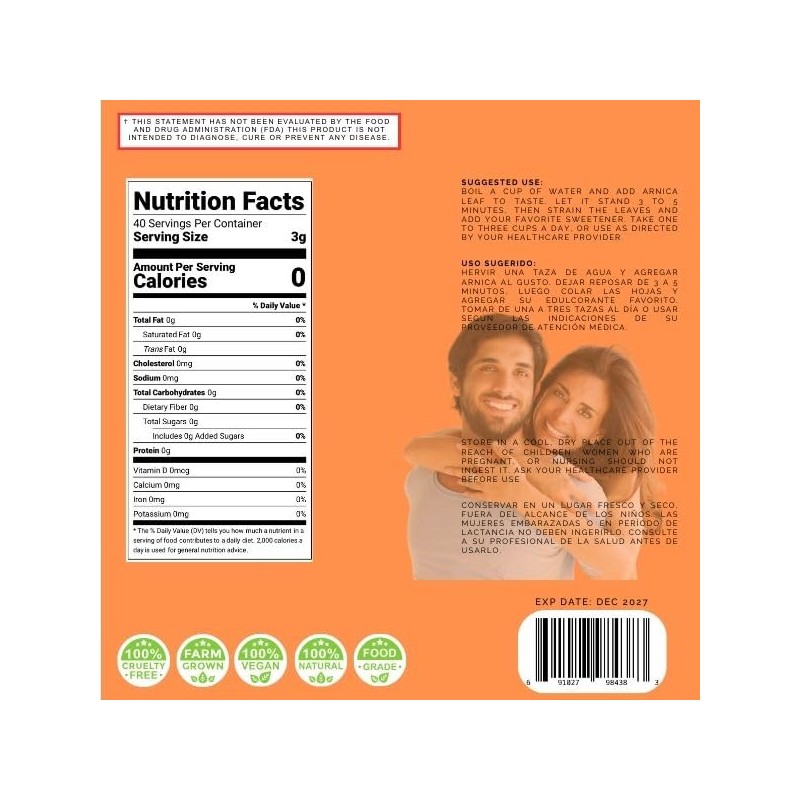 Arnica Herb Tea Bags, 2 Pack, 30+ Cups Each, 100%