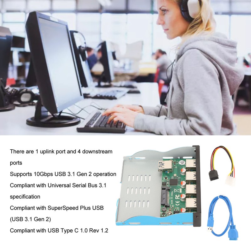 Front Panel USB 3.1 Hub 3.25in 10Gbps 4 Downstream Ports