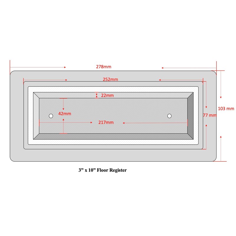 Zion 3" x 10" Flush Mount Floor Registers Grey