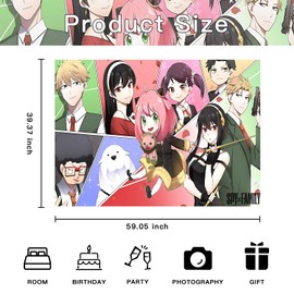 CNEISEJK Anime Spy Birthday Party Supplies, ANYA Yor Forger Banner Party Decorations Living Room Tapestry for Bedroom SPY Cosplay Photography Background (Pink)