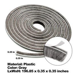 Self Adhesive Felt Pile Brush Weather Stripping Sealing Tape for Sliding Window Door Wardrobe Weatherstrips Seal Strip - Dust Noise Stopper Soundproofing (Grey, 9mm x 5m/16.5ft)