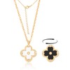 Teaque 18K Gold Four Leaf Studded Clover Necklace | Double