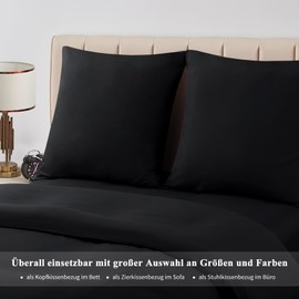 Aisbo Cushion Cover 50 x 50 cm, Set of 2 – Cushion Covers 50 x 50 cm Black with Soft Microfibre Zip, 50 x 50 cm Pillow Cover