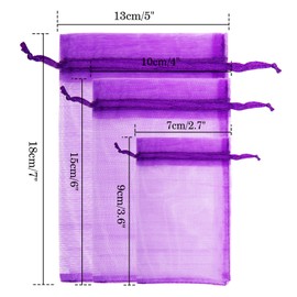 joycraft 50Pcs Organza Bags, 4"x 6" Gift Favor Bags, Purple Breathable Tulle Bags with Drawstring, Sheer Mesh Pouch Drawstring Bags for Wedding Favor, Jewelry, Makeup, Candy