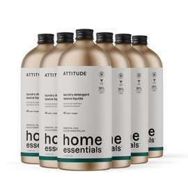 ATTITUDE Laundry Detergent with Essential Oils, EWG Verified, Vegan, Plant and Mineral-Based Ingredients, HE, Refillable Aluminum Bottle, 40 Loads, Lavender and Rosemary, 33.8 Fl Oz (Pack of 6)