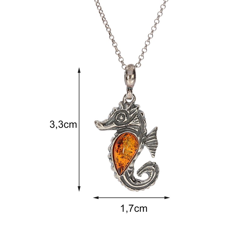 Artisana-Schmuck Amber Seahorse Pendant (without Chain) Set in 925/000 Sterling