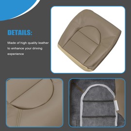 Priprilod Leather Tan Driver and Passenger Side Bottom & Top Lean Back Replacement Seat Cover & Driver Foam Cushion Compatible with Ford F250 F350 F450 F550 1999 2000