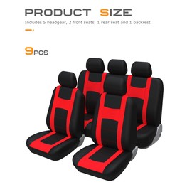 Flaconi Car Seat Covers, Car Seat Cover, Protective Covers Car, Car Seat Covers Set, Seat Cover Sets Car Seat Covers Set for 5 Seaters, Suitable for Most Cars and SUVs (Red)