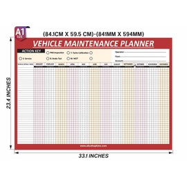Vehicle Maintenance Wall Planner A1 Size HGV PSV MOT Planning Un-Dated Vehicle Service Inspection Planning Chart HGV 59.5 x 84.1Cm(1Pc)(Folded)