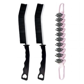 Crevice Cleaning Brush Hard Bristle Grout Brush Scrub Brush Toilet Brush Cleaning Tools Cleaning Supplies for Household Use Bathroom Kitchen 3 Pcs (Black&Pink)