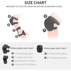 Kids Knee Pads with Gift Box,6 in 1 Protective Gear Set with Elbow Pads,Wrist Guard for Cycling Skateboard Roller Skating Scooter Bike BMX Ski Sports Boys Girls (Black)