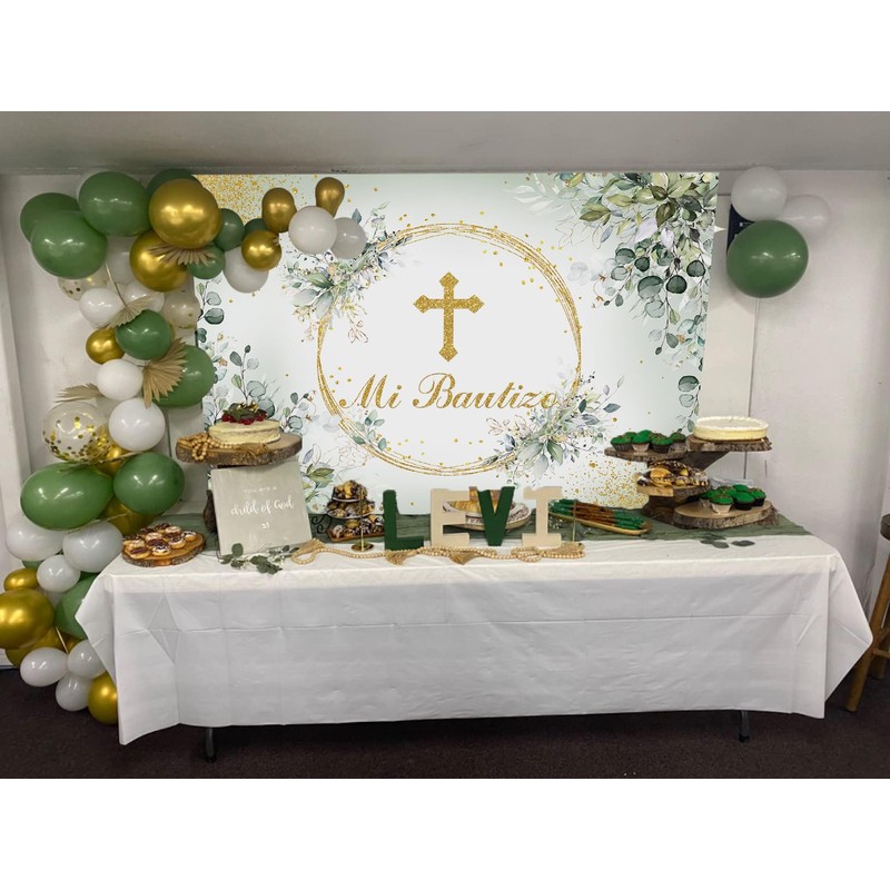 Mi Bautizo Backdrop Mexican Baptism Party Decorations God Bless First