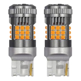 Micoi T20 LED Turn Signal Valve with Differential Pinch Parts, Anti-Hifla, Resistance, Canceller, Built-In Vehicle Inspection, Cooling Fan, 5000 Lumens, Amber, 2 Pieces