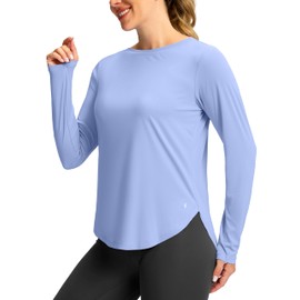 Soothfeel Women's Sun Shirts UPF 50+ UV Protection Lightweight Quick Dry SPF Long Sleeve Workout Hiking Tops Outdoor Clothing, Snow Blue, S
