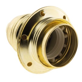 Zenitech - E27 Nickel Plated Steel Lamp Holder with Double Ring and Earth Connection - Bakelite Collar - Maximum Voltage 250V - Maximum Current 4A - Gold