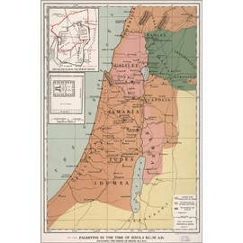 History Galore 24"x36" Gallery Poster, map of Palestine israel at time of Jesus pb1912