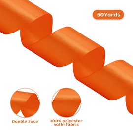 Rilisili Orange Satin Ribbon 1-1/2 Inch 50 Yards Double Faced Polyester Satin Ribbons for Gift Wrapping DIY Crafts Weddings Invitations Flower Bouquet Bow Making Home Decor Sewing