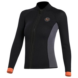 Wetsuit Jacket for Women 3 mm Wetsuit Tops for Women Keep Warm Long Sleeve Front Zip Neoprene Top for Diving Surfing Snorkelling Swimming Water Sports L Size