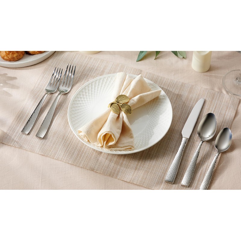 Hudson Essentials 40-Piece Hammered Stainless Steel 18/10 Flatware Silverware Set,