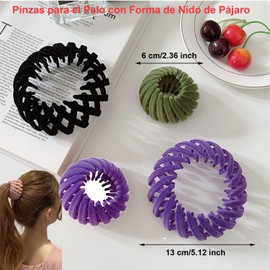 WADY Pinzas para el Pelo con Forma de Nido de Pájaro, Soporte Extensible para Coleta de Caballo para Mujer, Pinzas para el Pelo de Terciopelo con Diseño de Nido de Pájaros Perezosos Horquillas (A-4)
