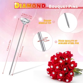Zxiixz 200 Pcs Corsage Bouquet Pins, 2 Inch Diamond Boutonniere Flower Pins, Diamond Head Pins for Flower Straight Pins for Bouquets Wedding Flower, Jewelry DIY Sewing Crafts